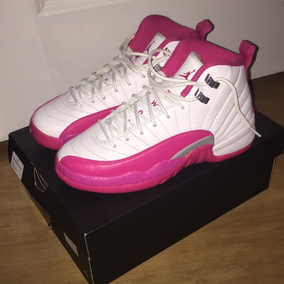 pink and white jordan 12